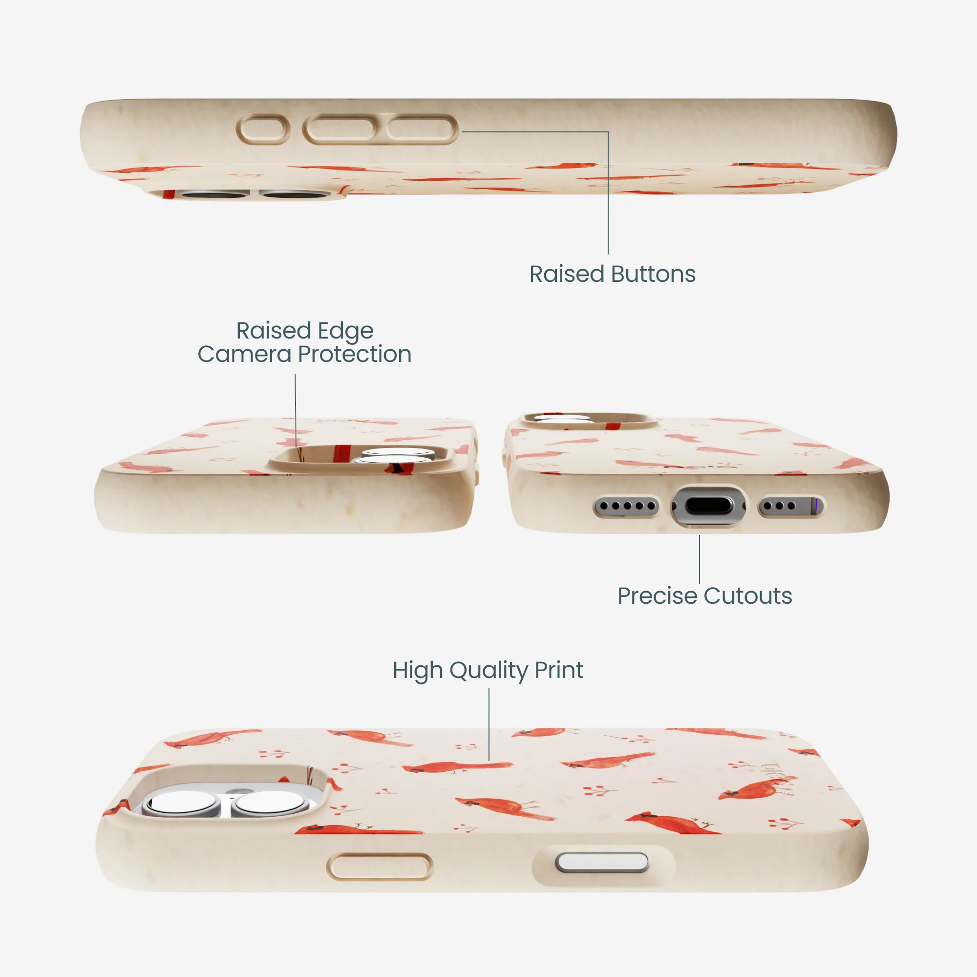 Seashell Cardinals iPhone 17 Case - Image 3