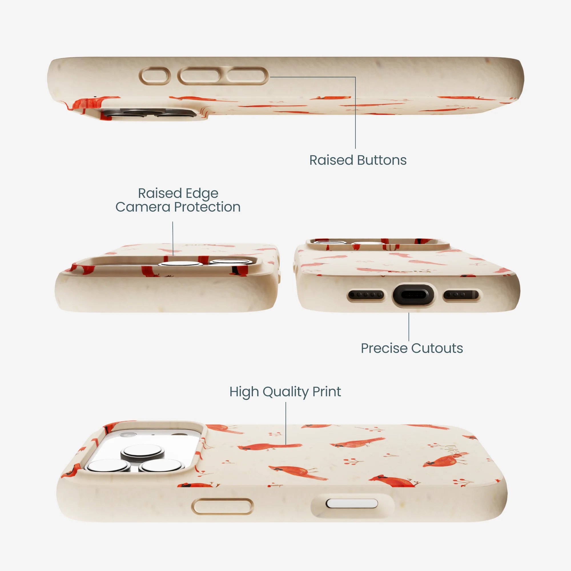 Seashell Cardinals iPhone 17 Pro Case - Image 3