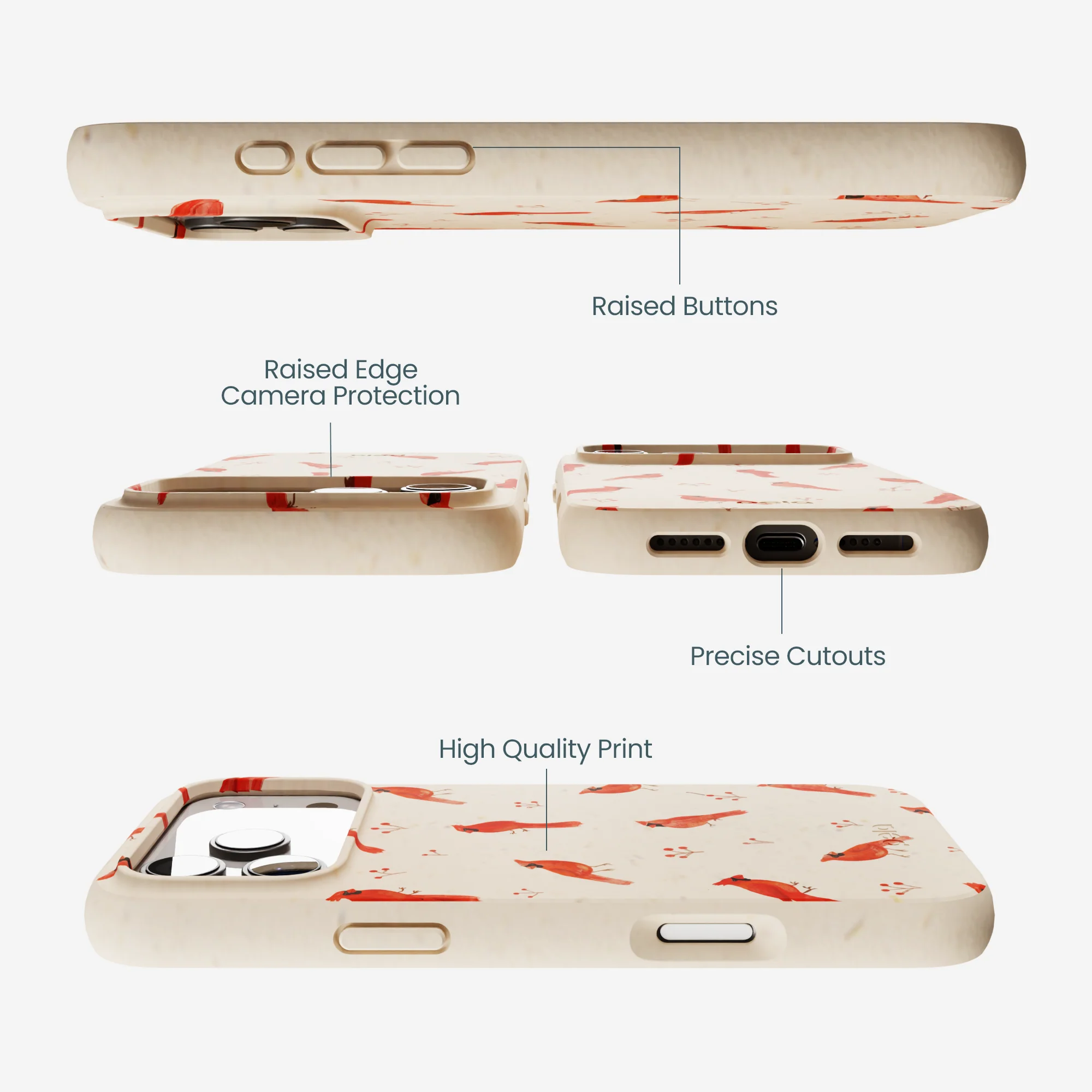 Seashell Cardinals iPhone 17 Pro Max Case - Image 3