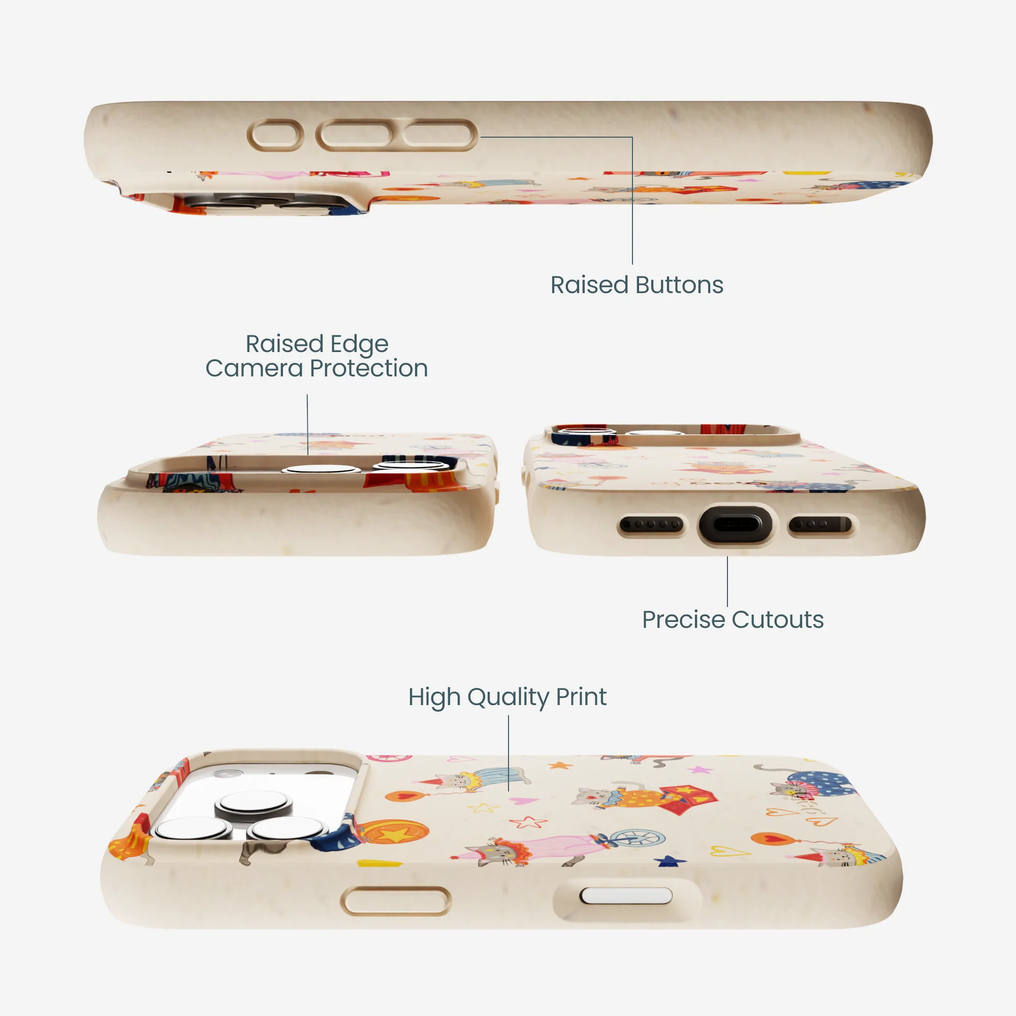 Seashell Cat Clowns iPhone 17 Pro Case - Image 3