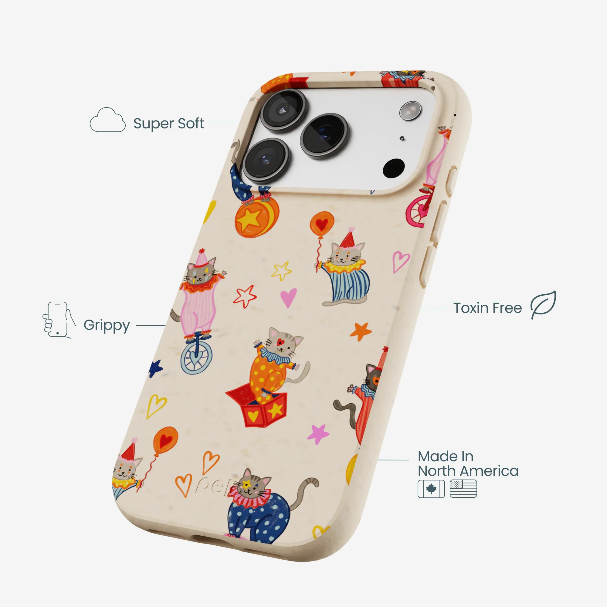 Seashell Cat Clowns iPhone 17 Pro Case - Image 4