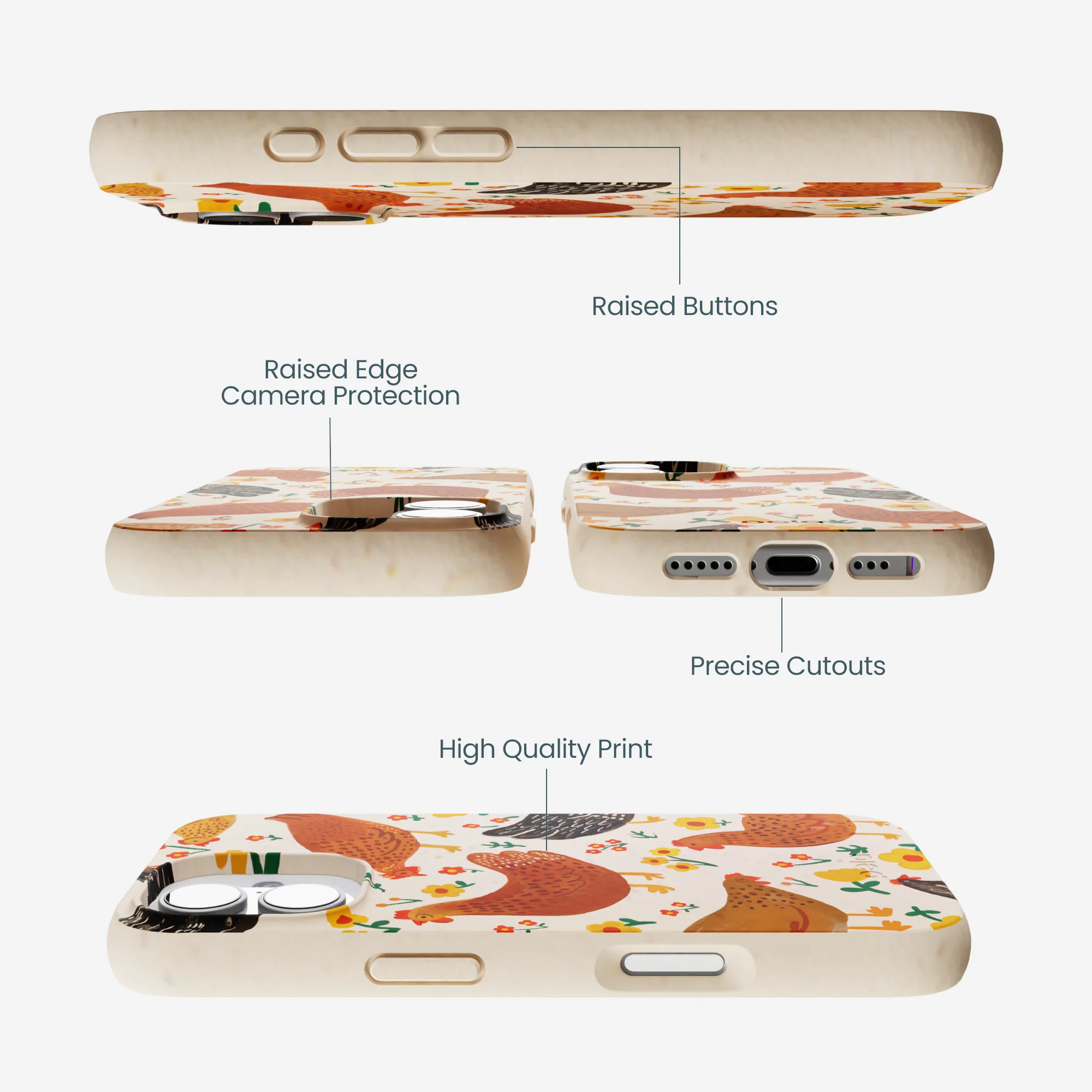 Seashell Chicken Garden iPhone 17 Case - Image 3