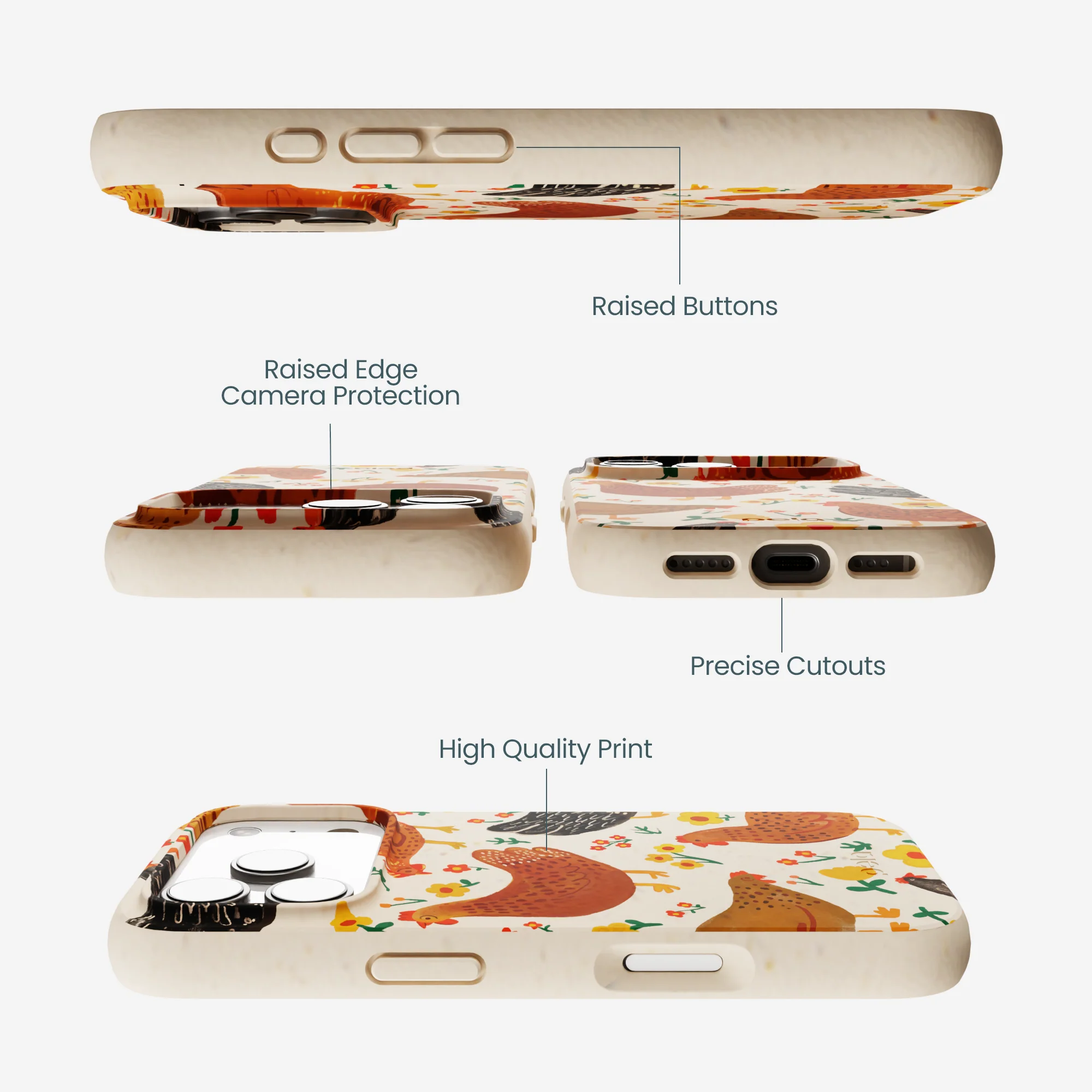 Seashell Chicken Garden iPhone 17 Pro Case - Image 3