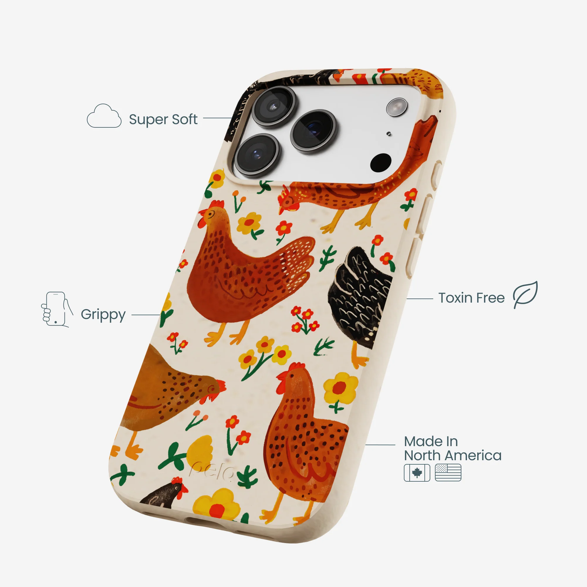 Seashell Chicken Garden iPhone 17 Pro Case - Image 4