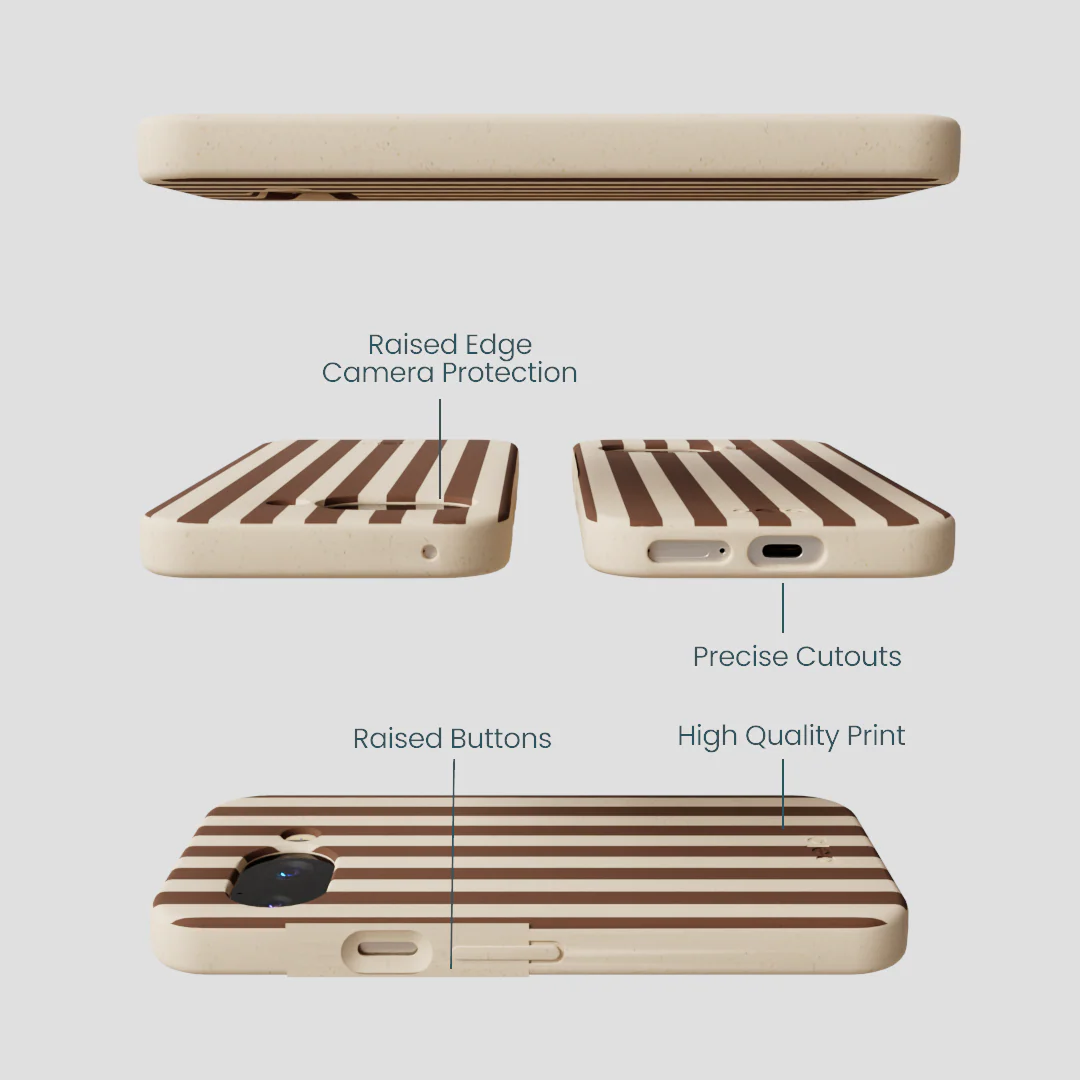 Seashell Fawn Stripes Google Pixel 9a Case - Image 3