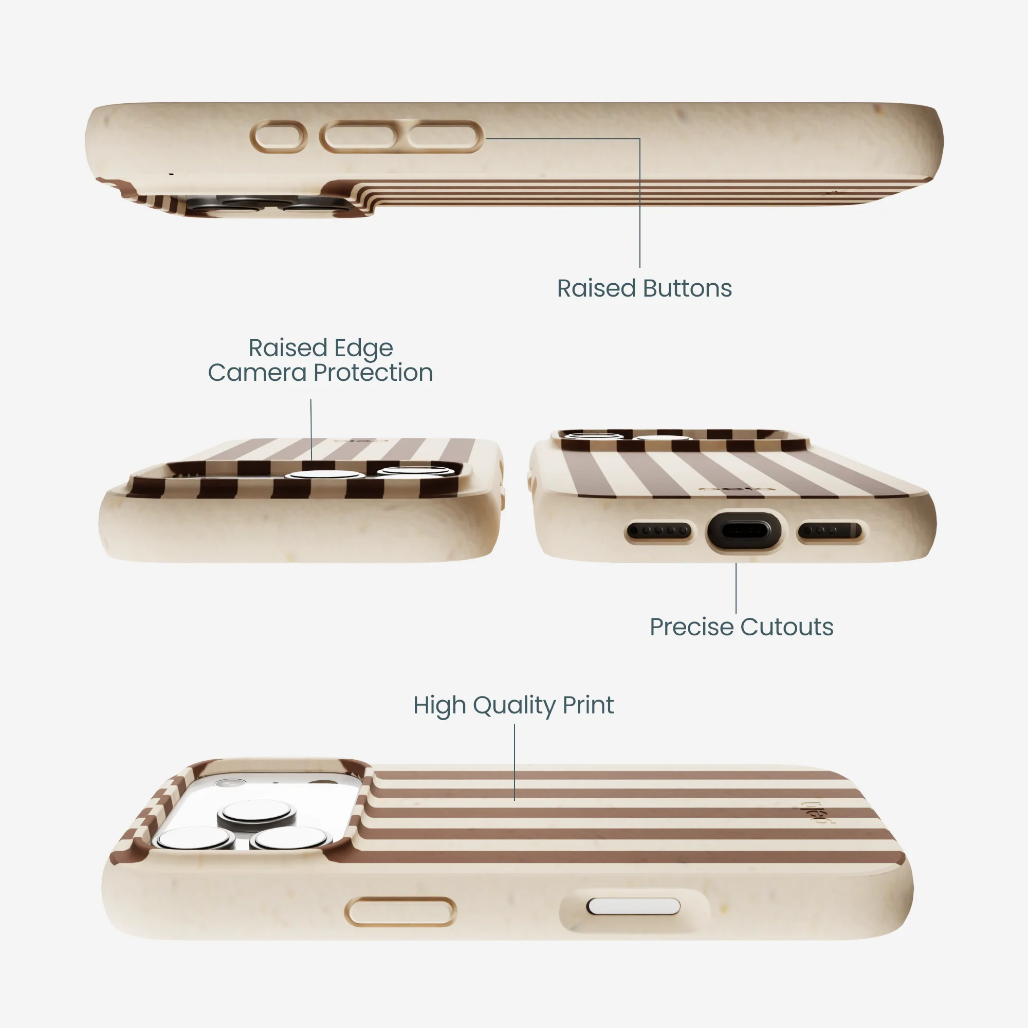 Seashell Fawn Stripes iPhone 17 Pro Case - Image 3