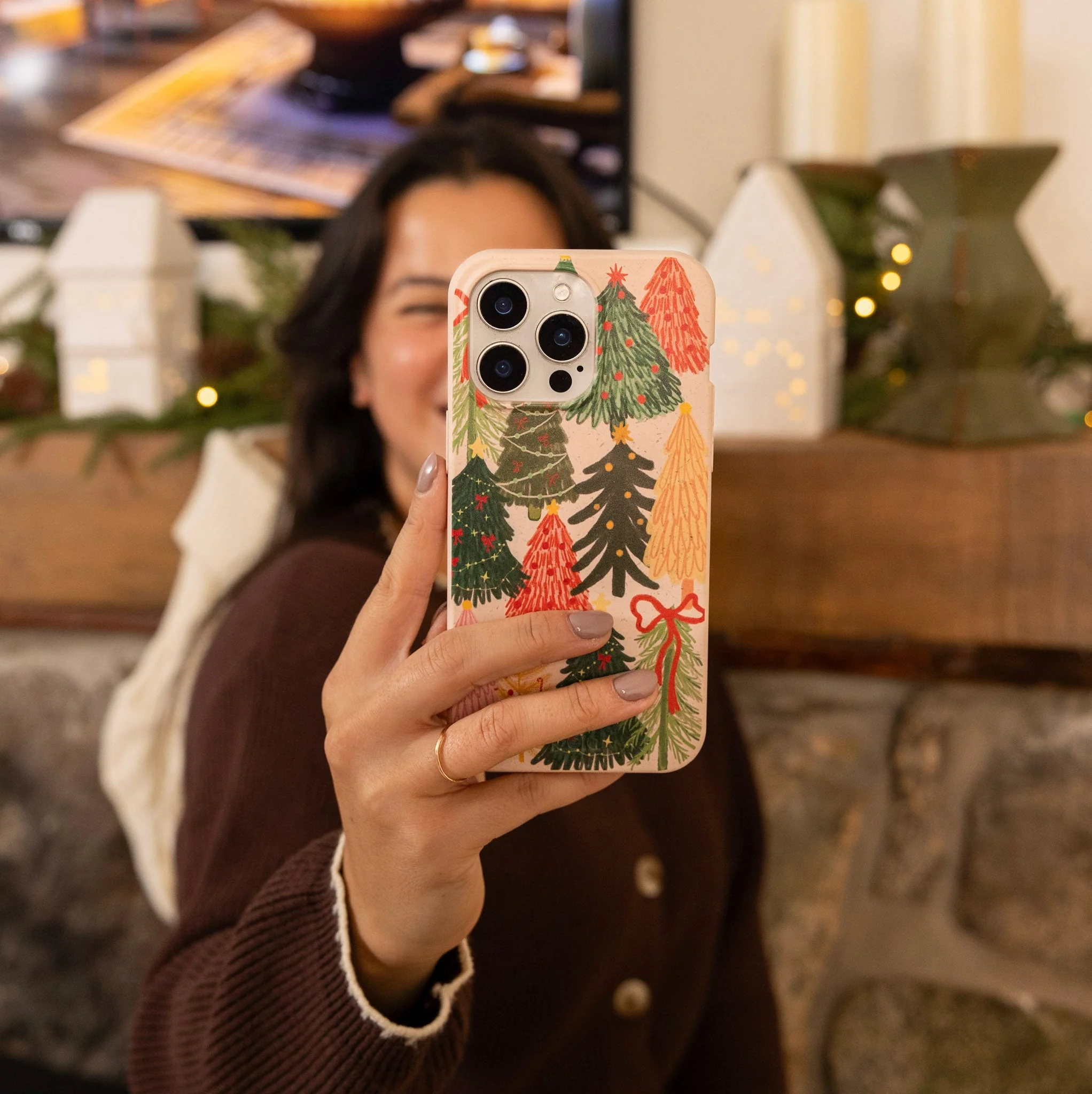 Seashell Festive Trees iPhone 15 Plus Case - Image 2