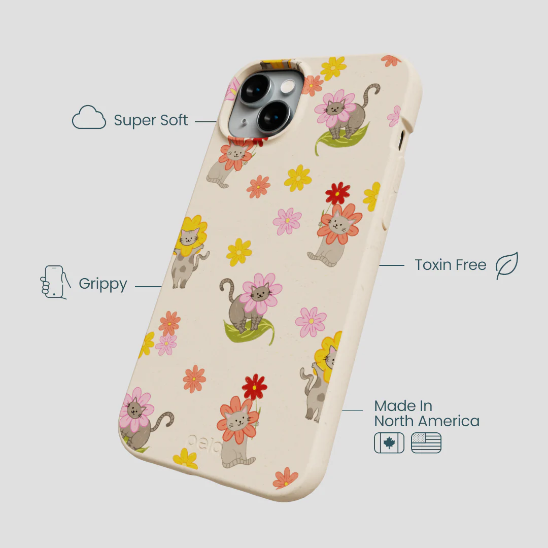 Seashell Flower Cats iPhone 15 Plus Case - Image 4