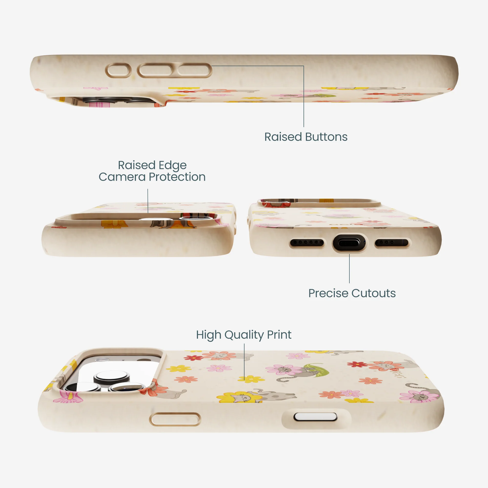 Seashell Flower Cats iPhone 17 Pro Max Case - Image 3