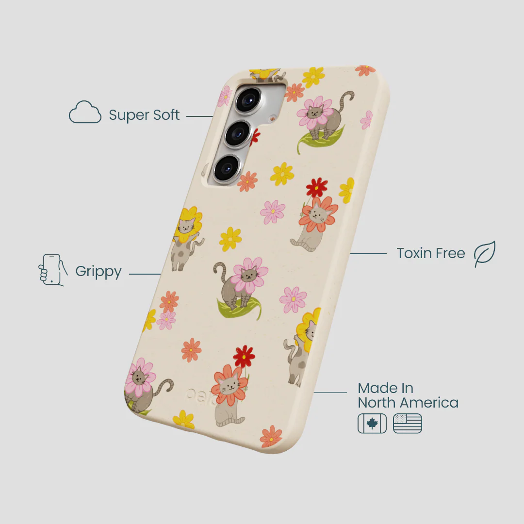 Seashell Flower Cats Samsung Galaxy S25 Case - Image 4