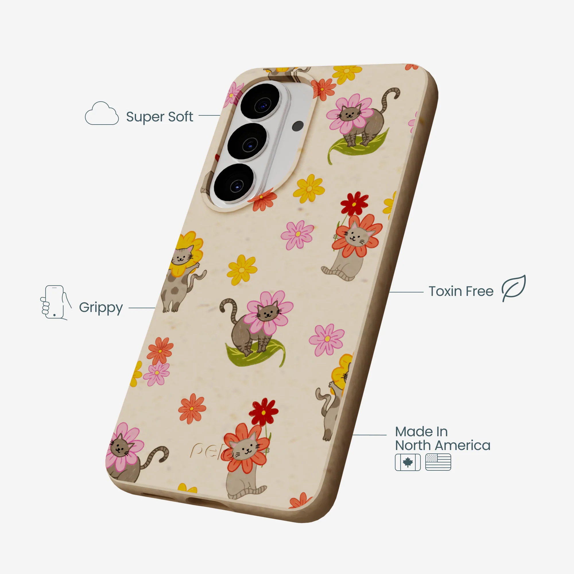 Seashell Flower Cats Samsung Galaxy S26 Case - Image 3
