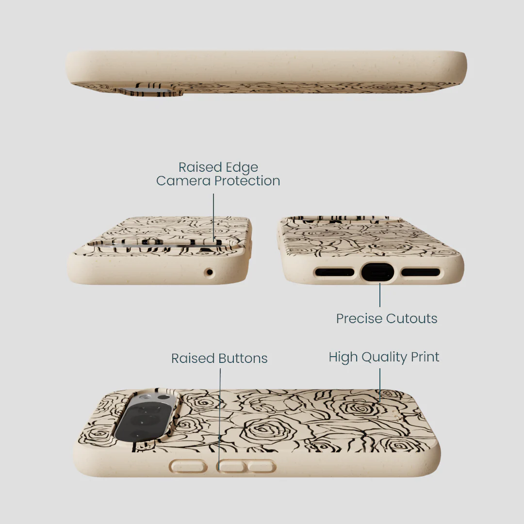 Seashell Inked Blooms Google Pixel 10/10 Pro Case - Image 3