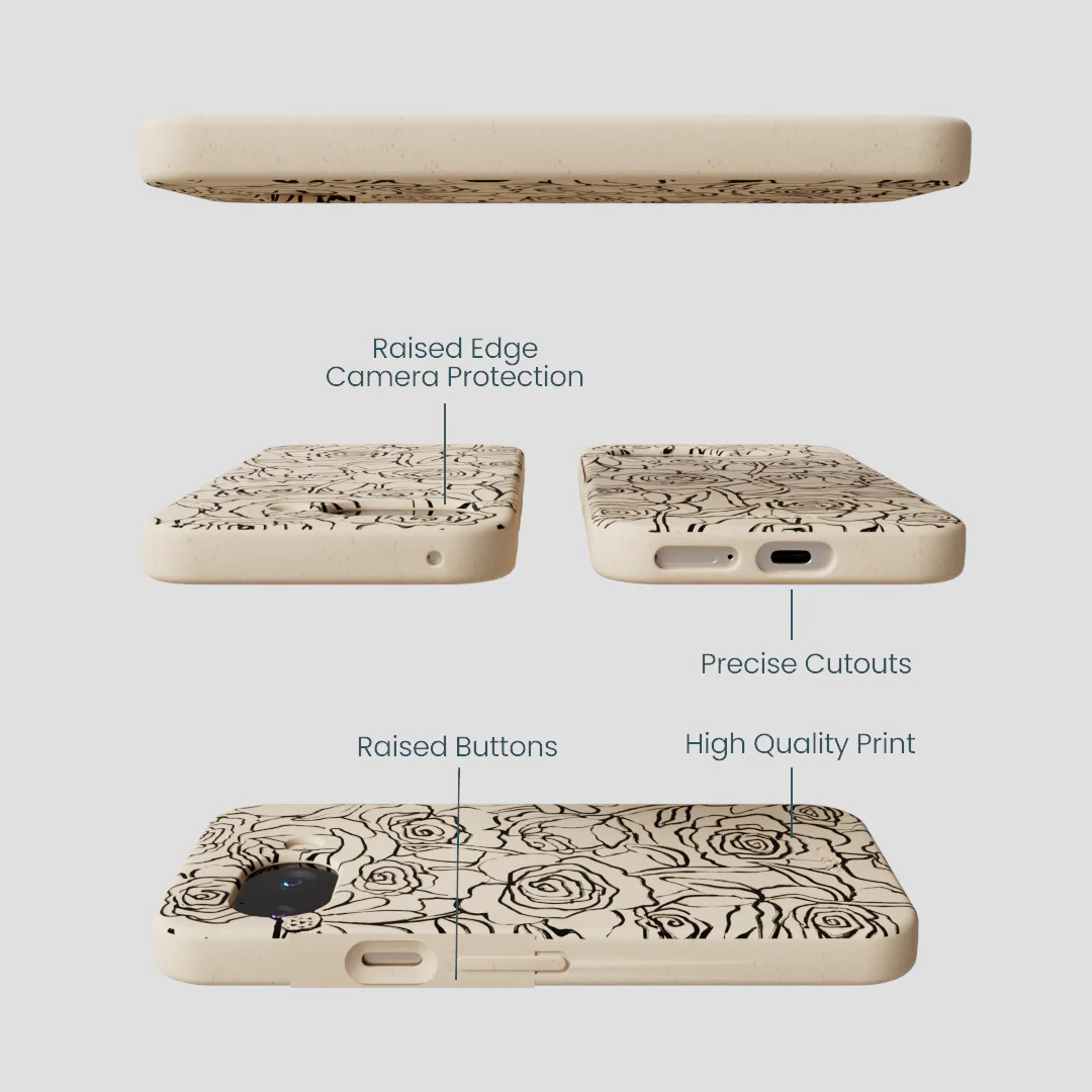 Seashell Inked Blooms Google Pixel 9a Case - Image 3