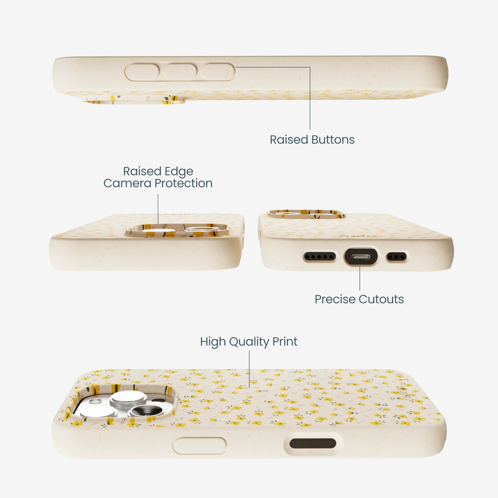 Seashell Little Yellow Flowers iPhone 16 Pro Max Case - Image 3
