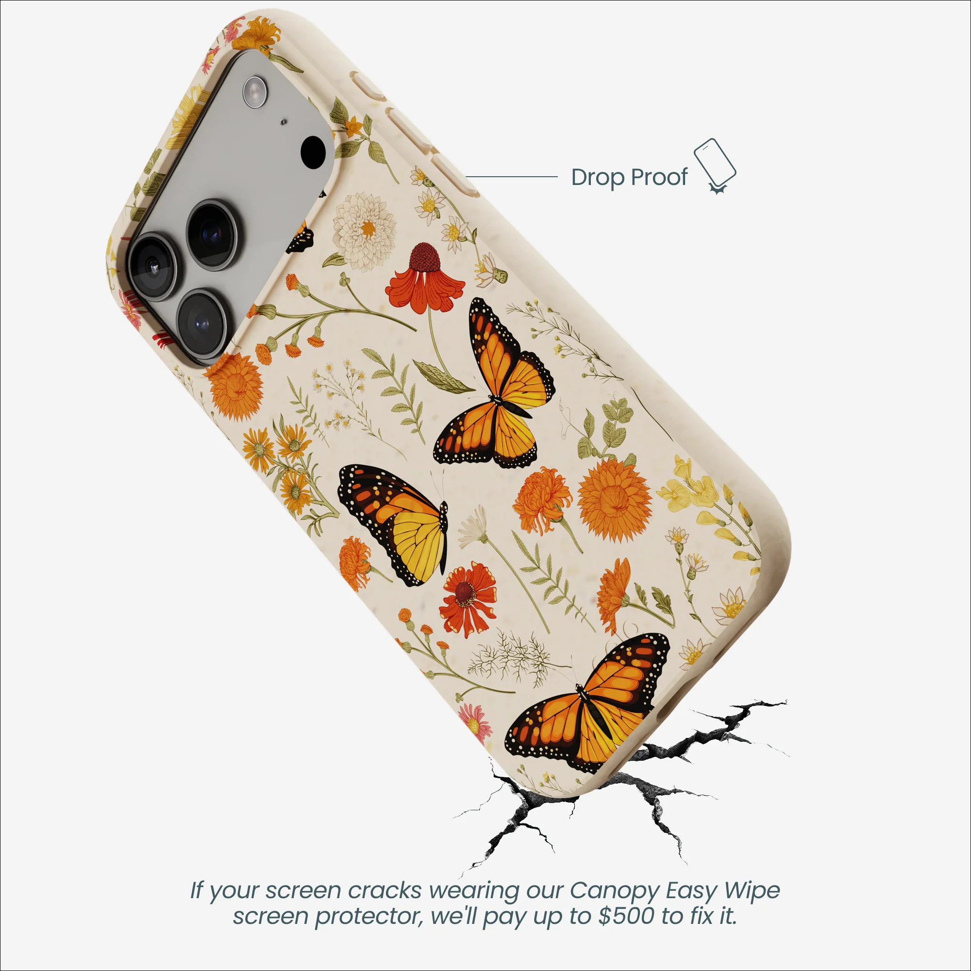 Seashell Monarch Butterfly iPhone 17 Pro Max Case - Image 5