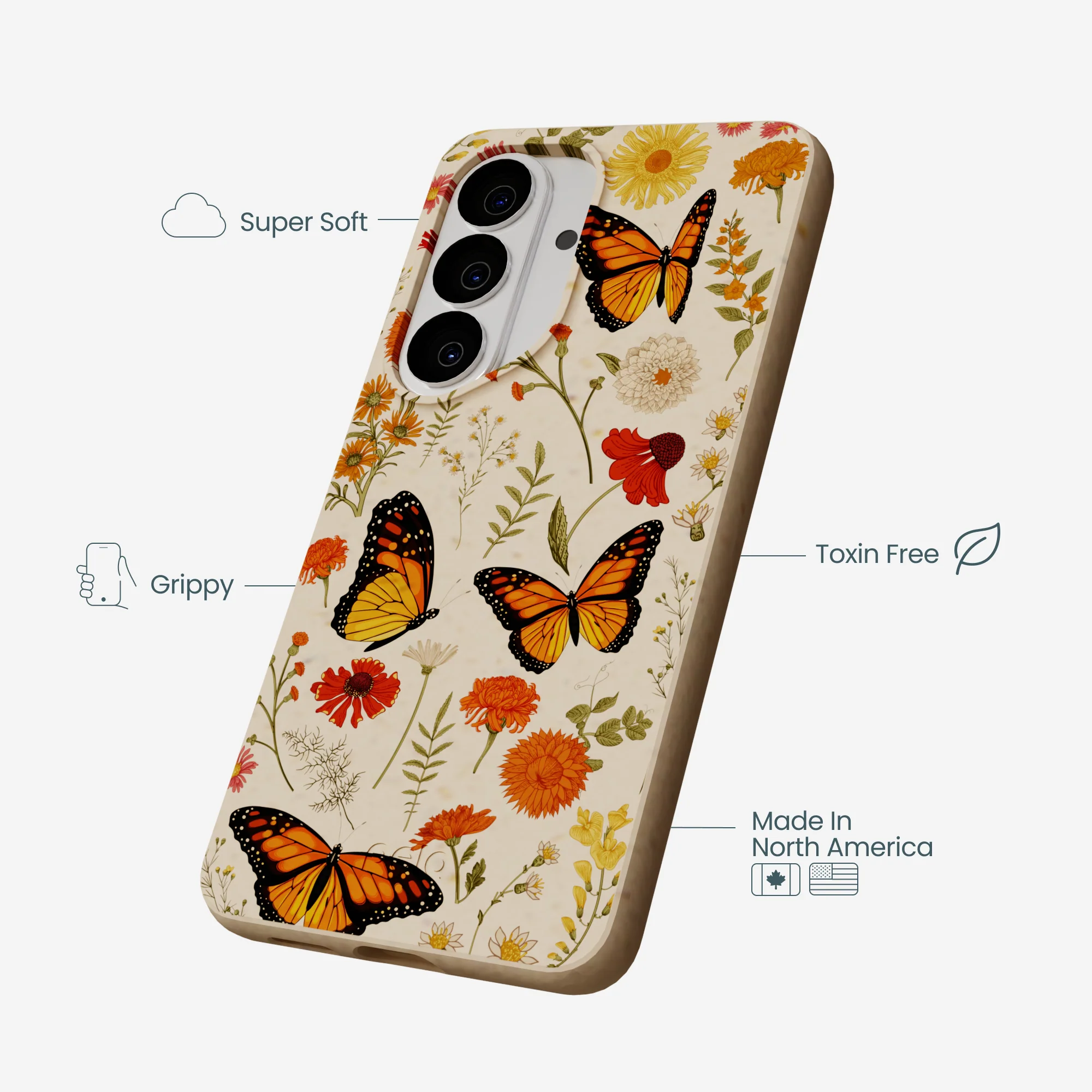 Seashell Monarch Butterfly Samsung Galaxy S26 Case - Image 4