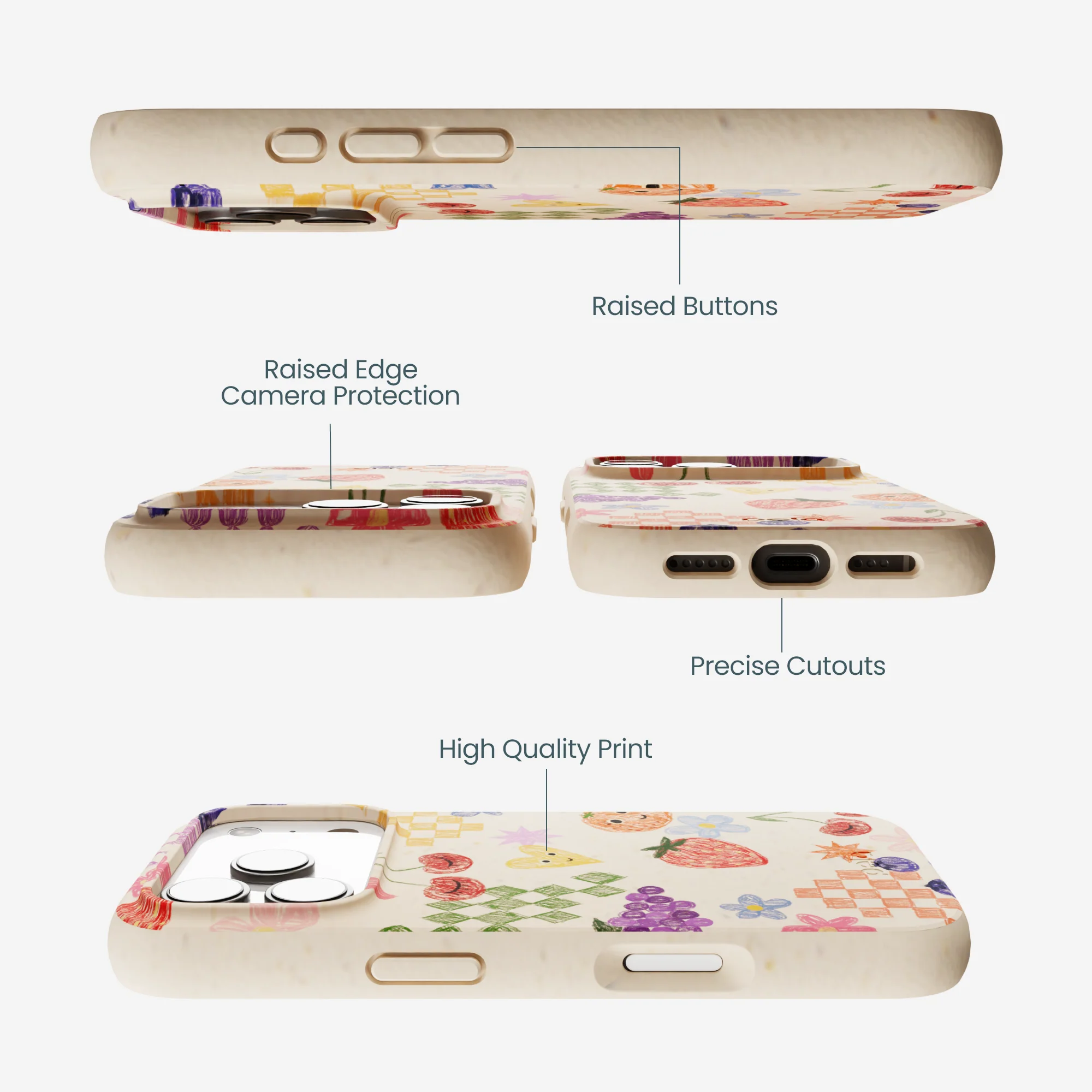Seashell Pencil Doodles iPhone 17 Pro Case - Image 3