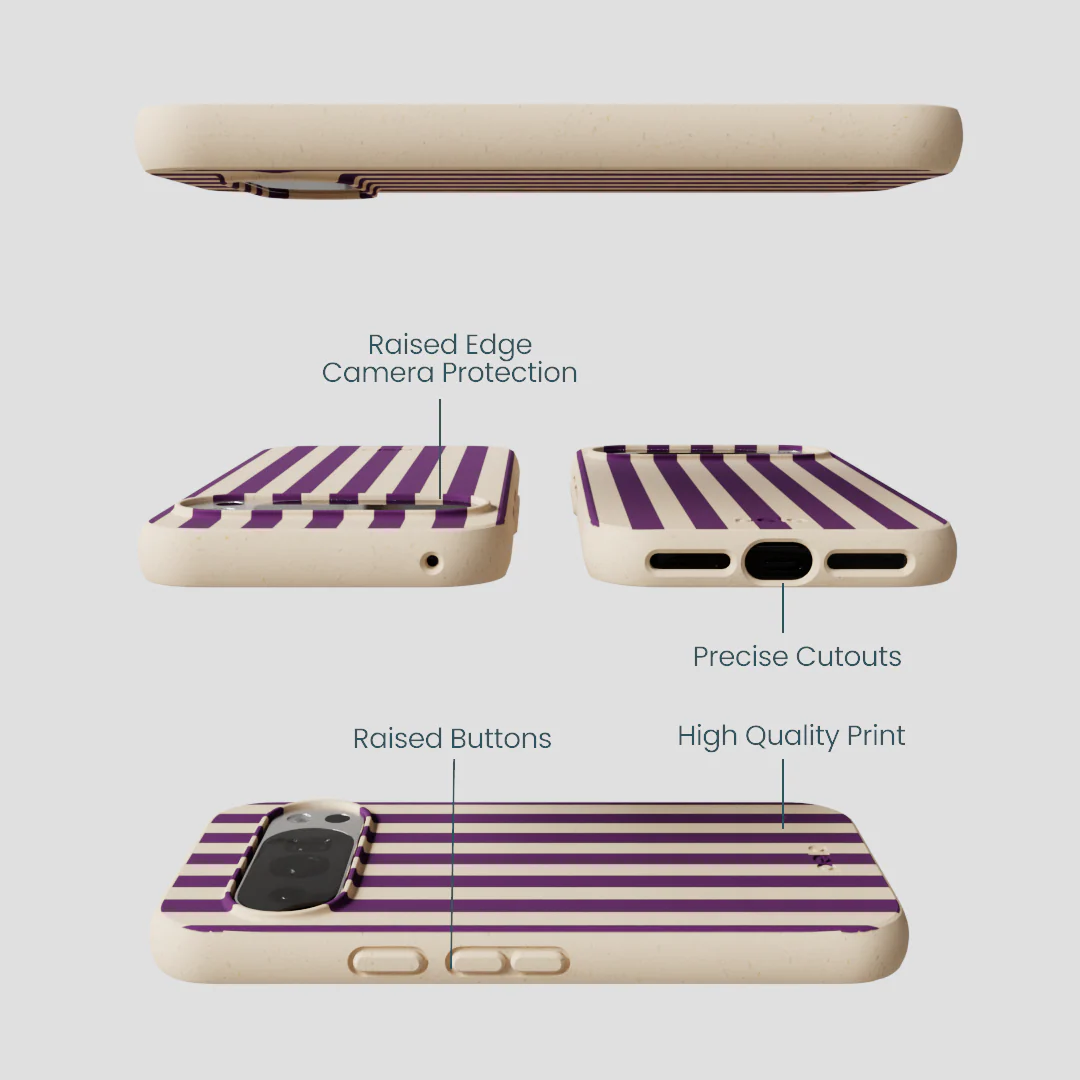 Seashell Plum Stripes Google Pixel 10/10 Pro Case - Image 2