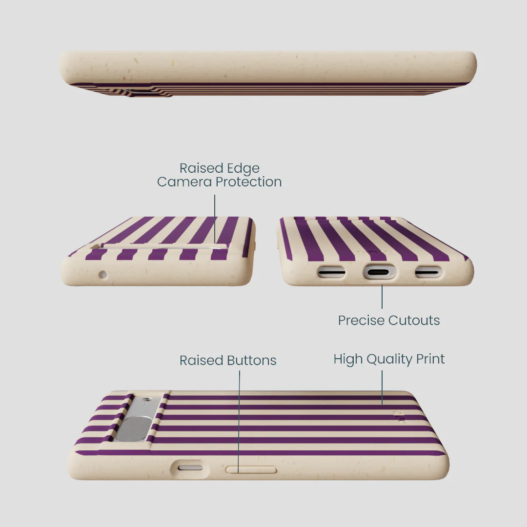 Seashell Plum Stripes Google Pixel 7a Case - Image 2