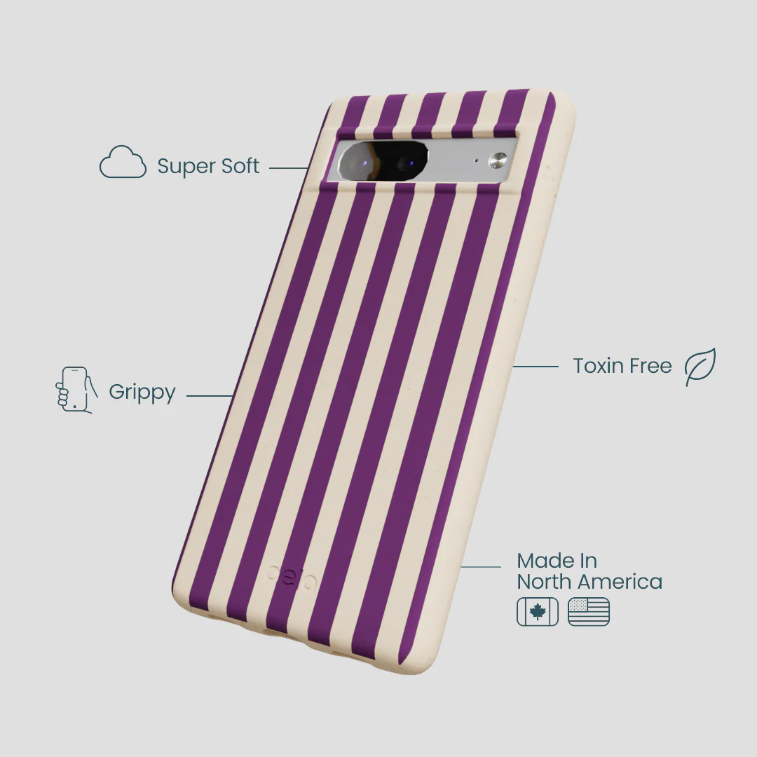 Seashell Plum Stripes Google Pixel 7a Case - Image 3