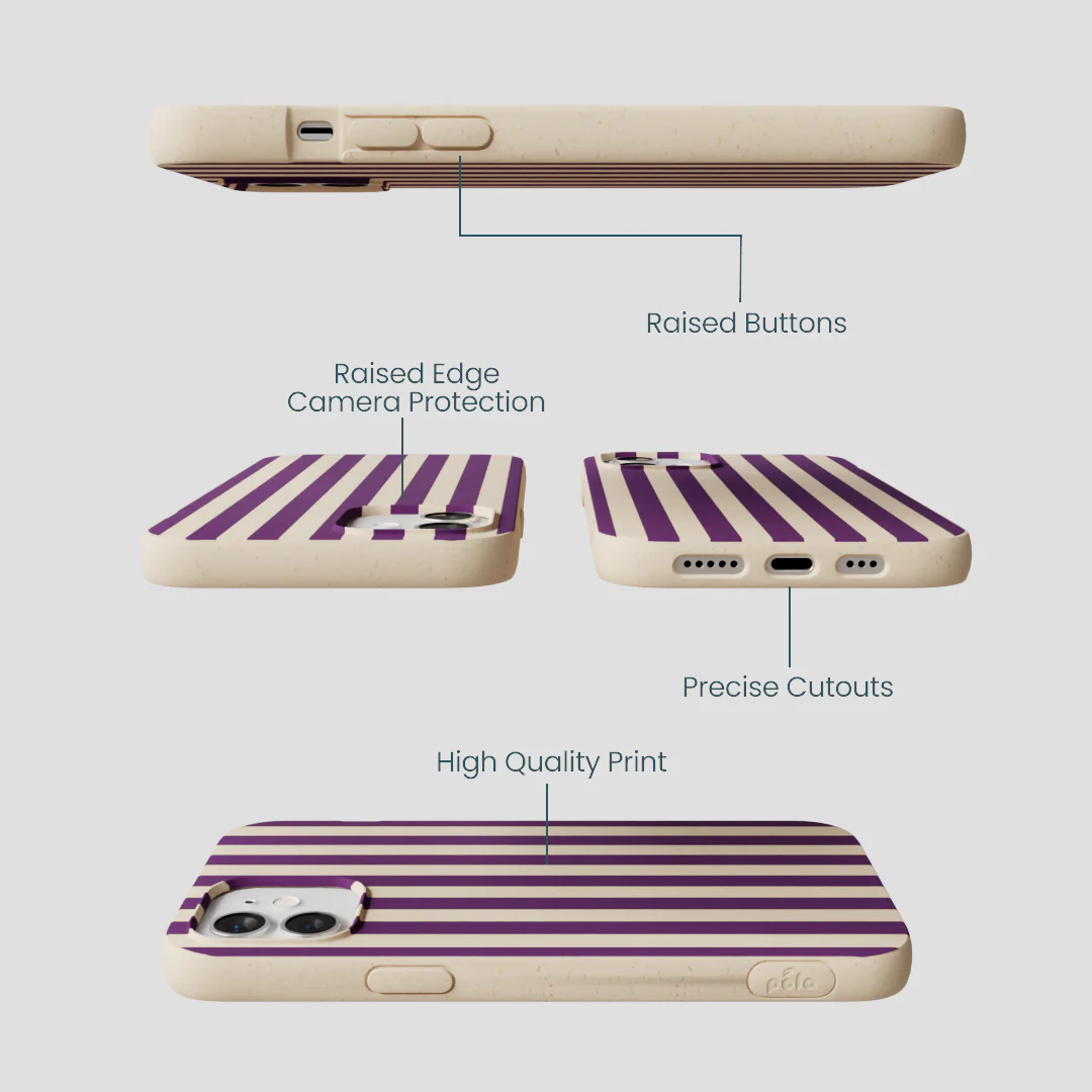 Seashell Plum Stripes iPhone 12/ iPhone 12 Pro Case - Image 3