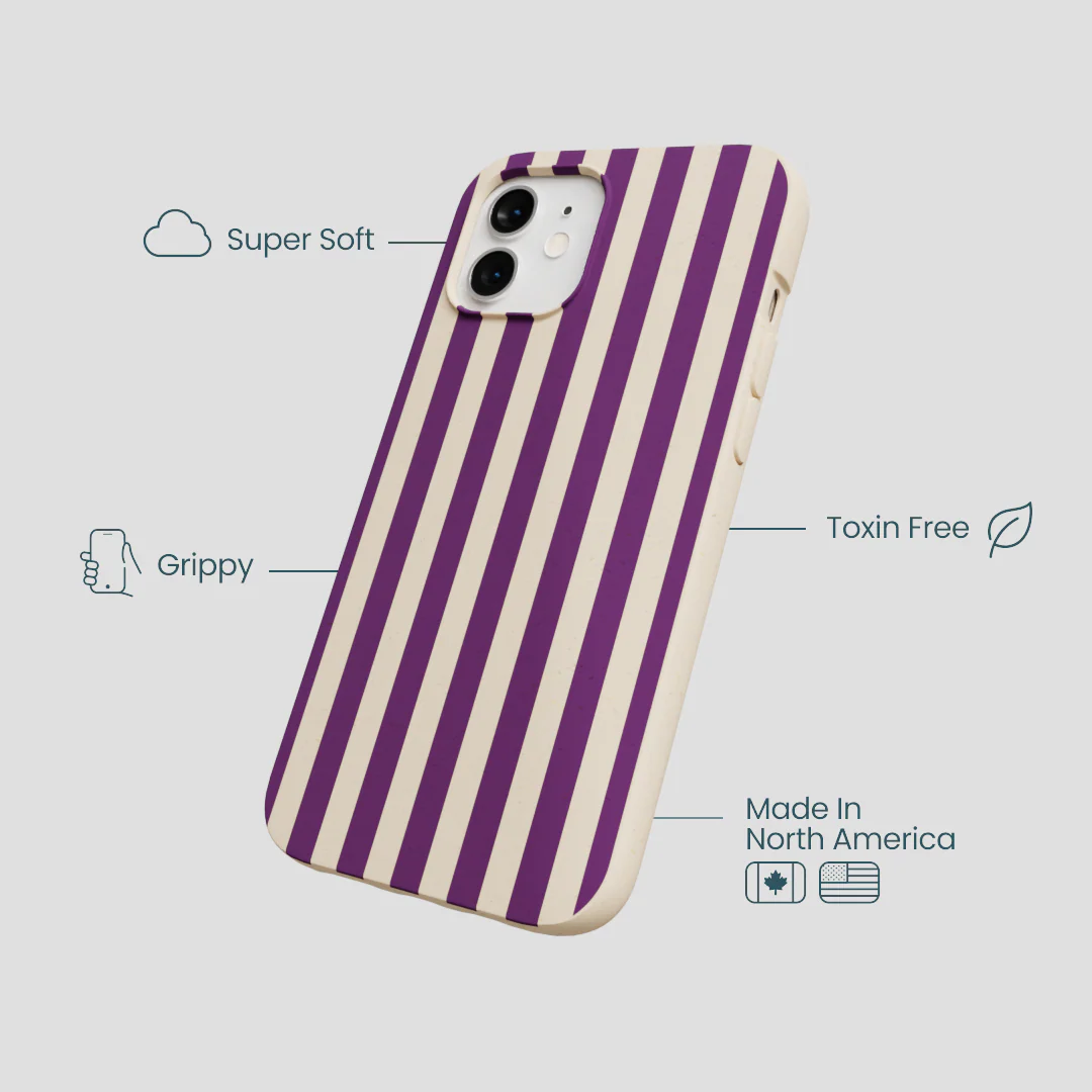 Seashell Plum Stripes iPhone 12/ iPhone 12 Pro Case - Image 4