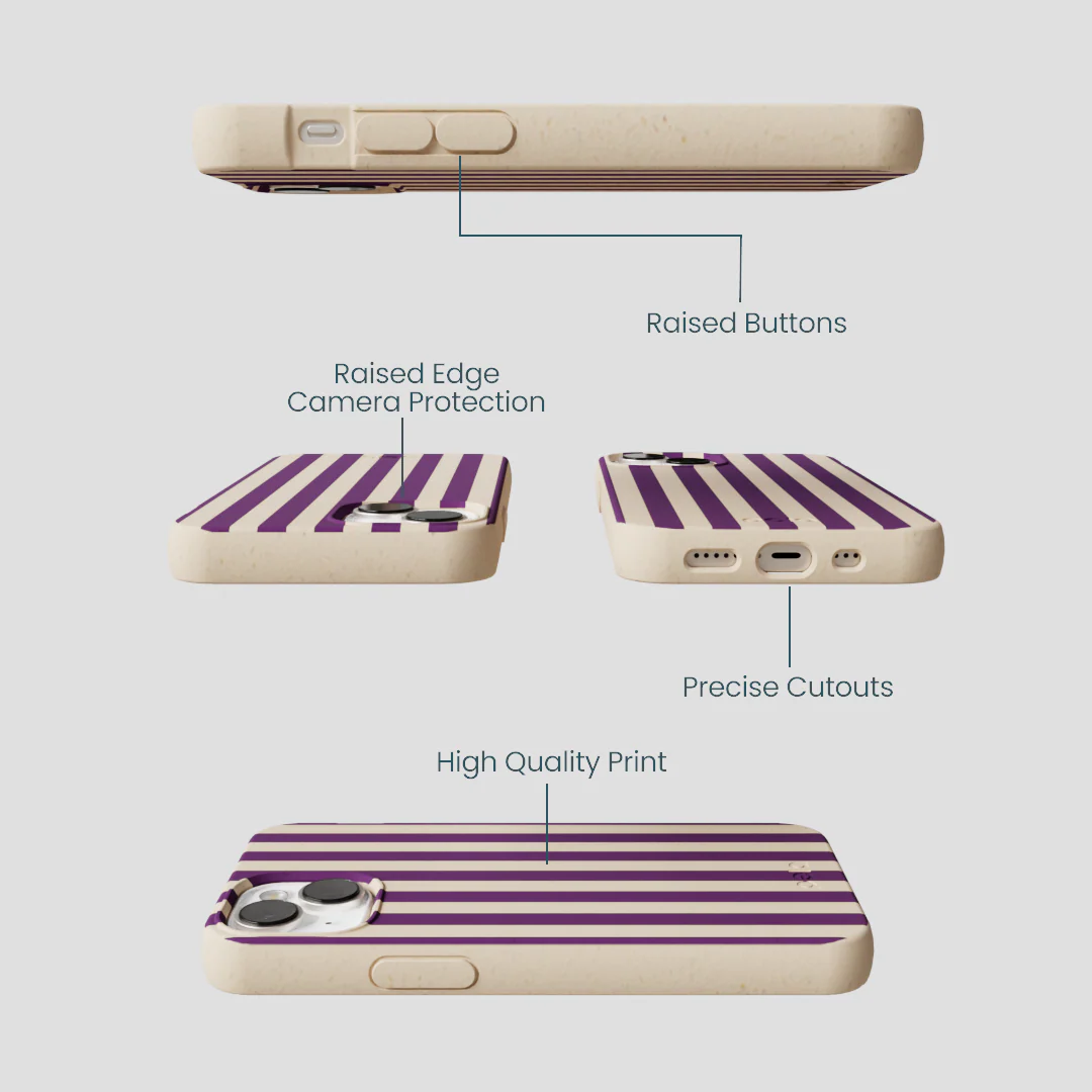 Seashell Plum Stripes iPhone 13 Mini Case - Image 3