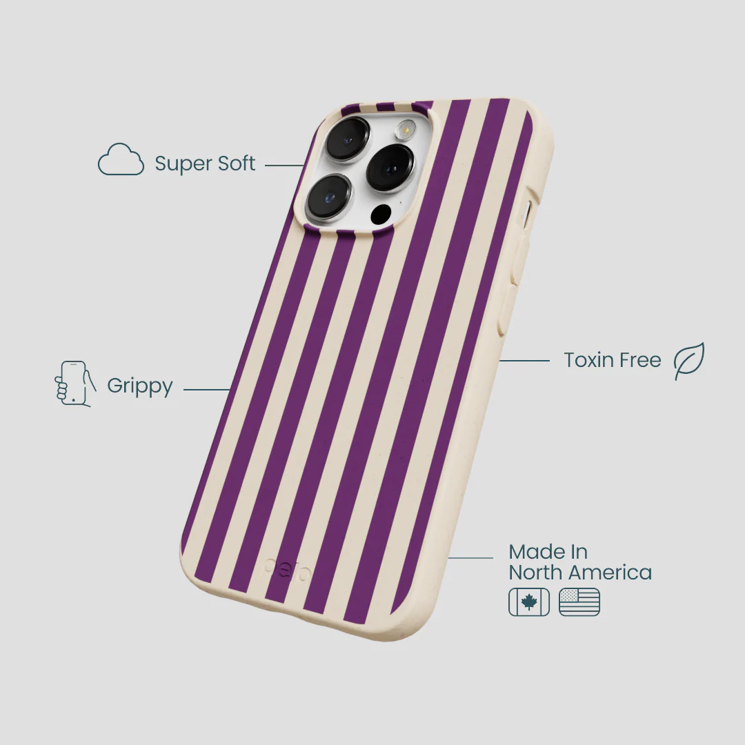 Seashell Plum Stripes iPhone 13 Pro Case - Image 4