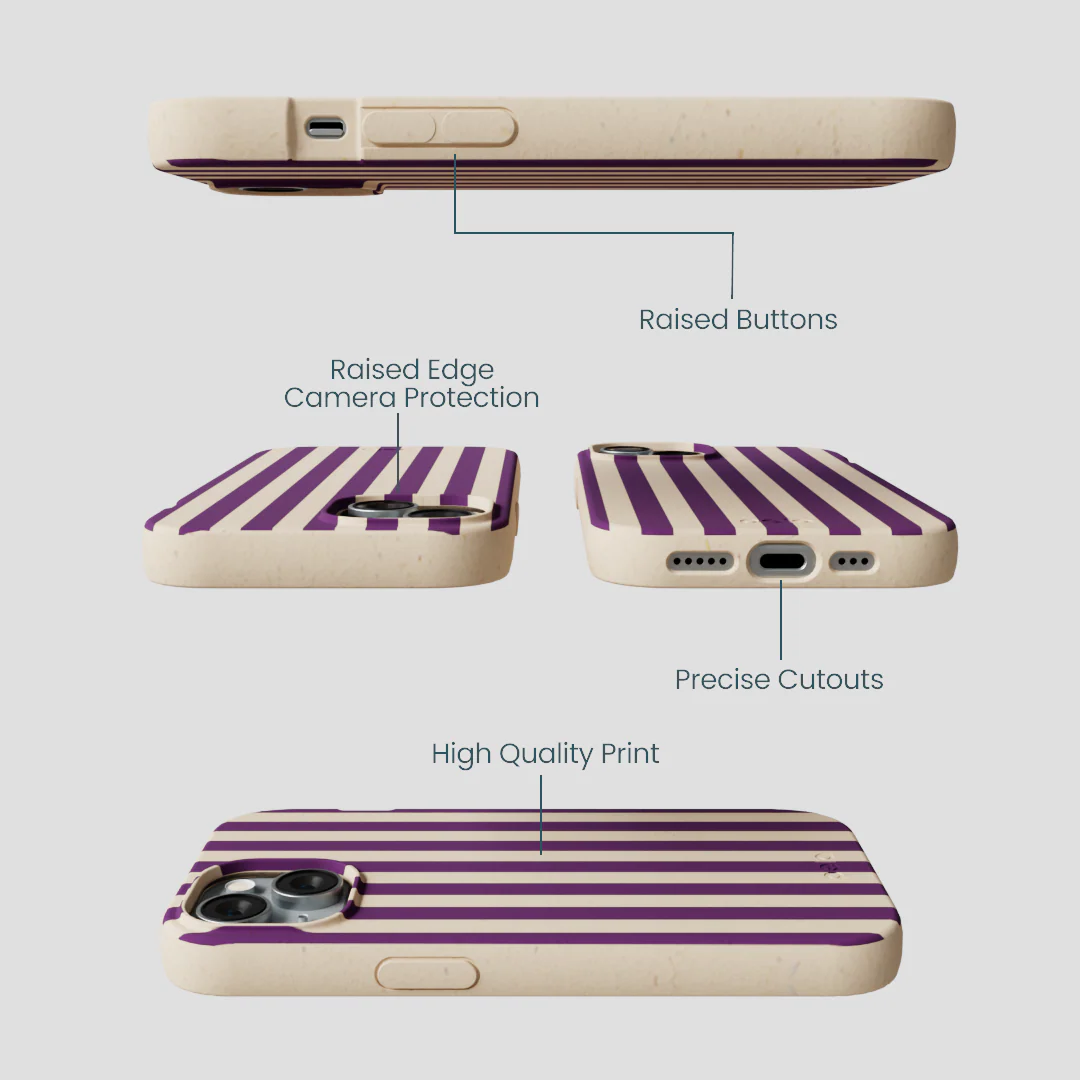 Seashell Plum Stripes iPhone 14 Case - Image 3