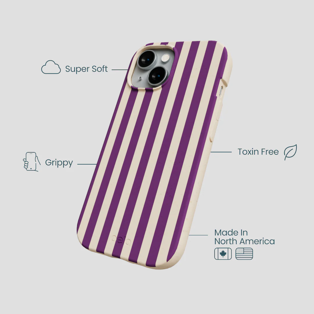 Seashell Plum Stripes iPhone 14 Case - Image 4