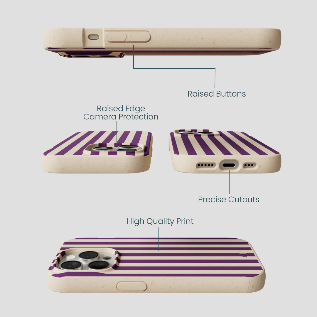 Seashell Plum Stripes iPhone 14 Pro Case - Image 3