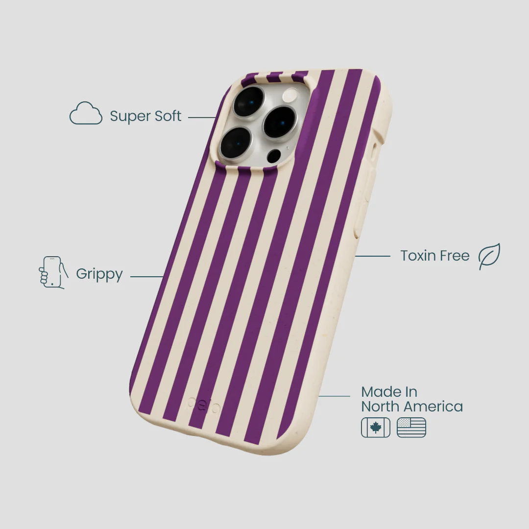 Seashell Plum Stripes iPhone 14 Pro Case - Image 4
