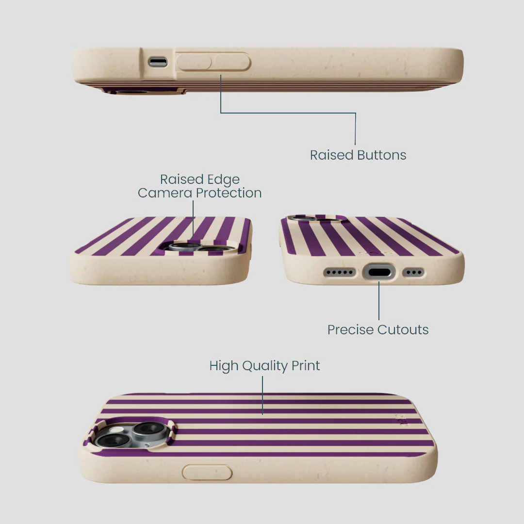 Seashell Plum Stripes iPhone 15 Case - Image 3