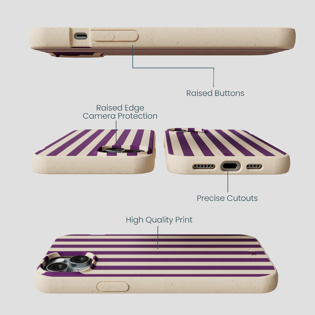 Seashell Plum Stripes iPhone 15 Plus Case - Image 3
