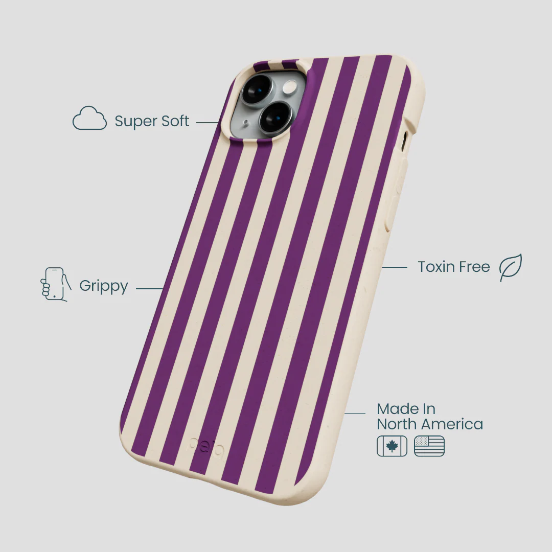 Seashell Plum Stripes iPhone 15 Plus Case - Image 4