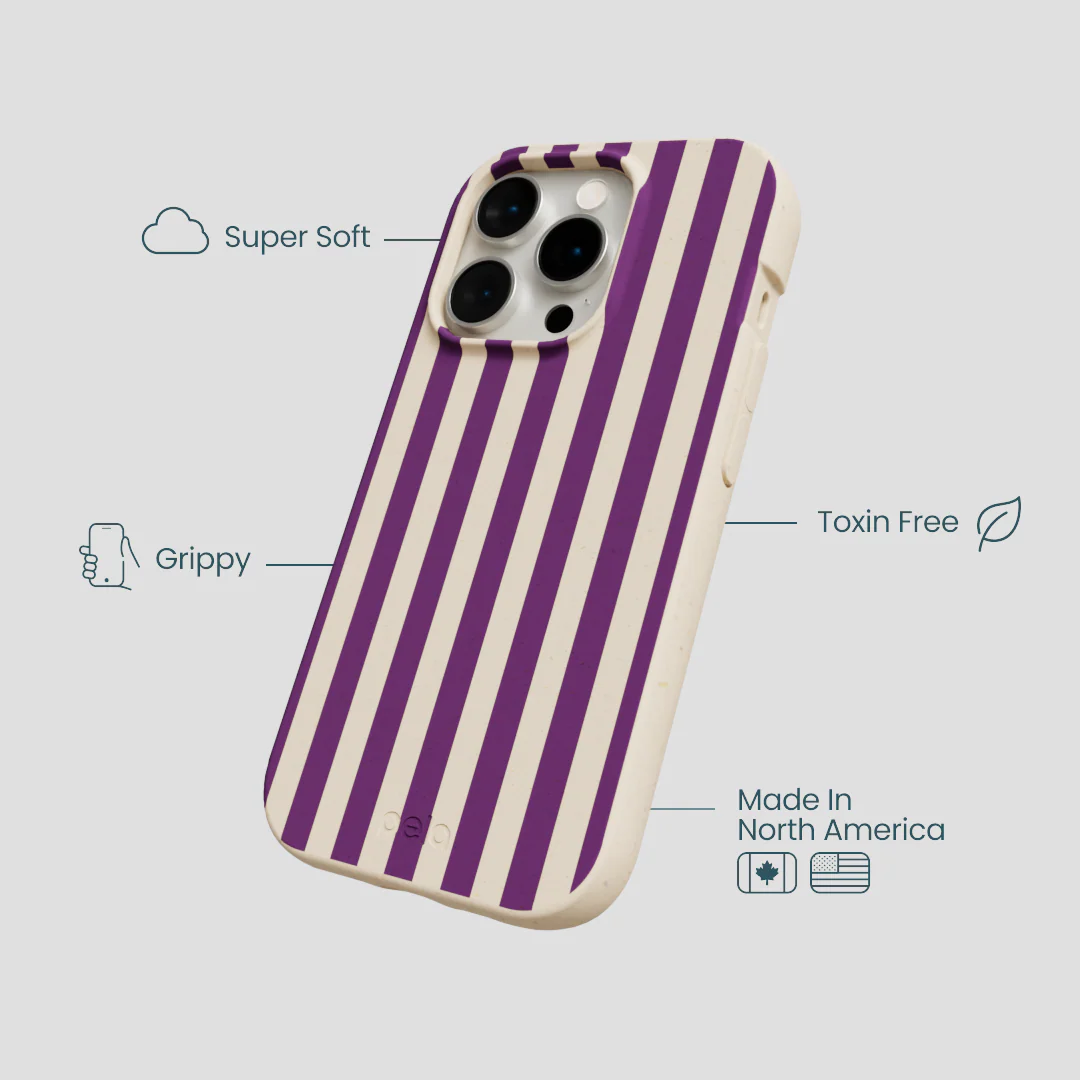 Seashell Plum Stripes iPhone 15 Pro Case - Image 4