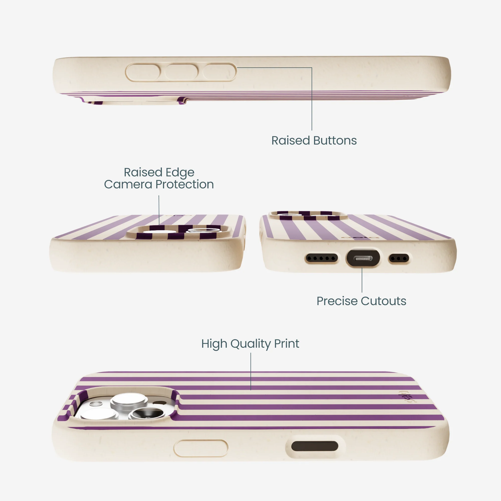Seashell Plum Stripes iPhone 16 Pro Max Case - Image 3
