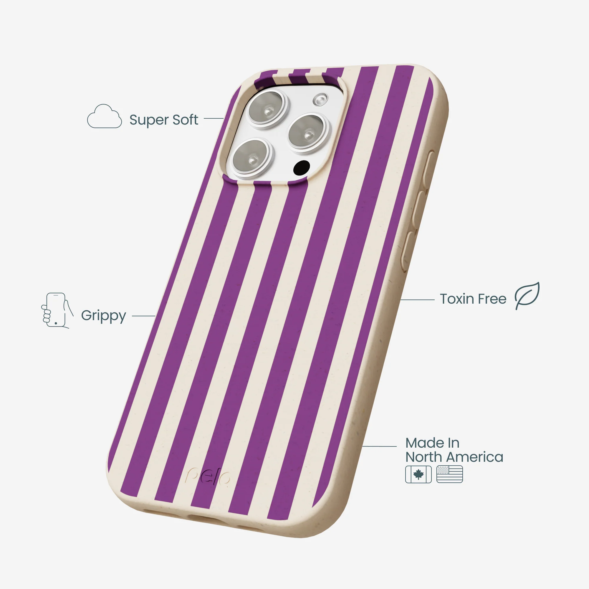 Seashell Plum Stripes iPhone 16 Pro Max Case - Image 4
