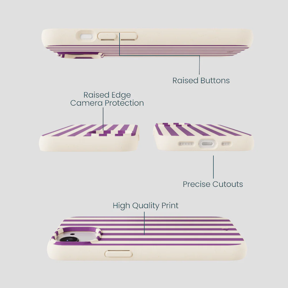 Seashell Plum Stripes iPhone 16e/17e Case - Image 3
