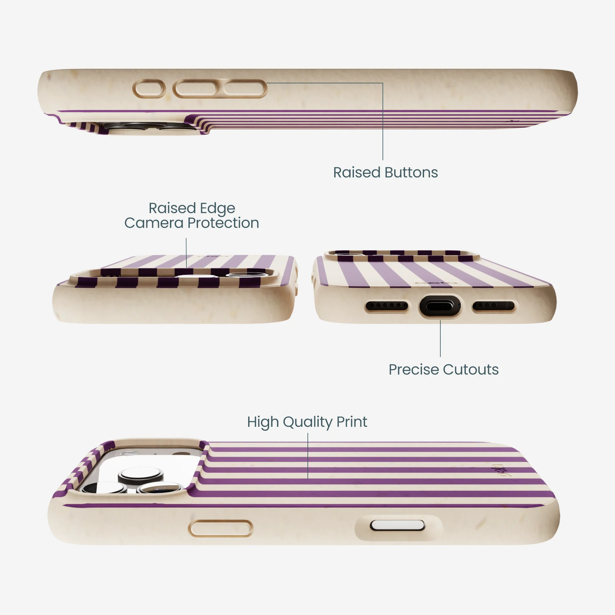 Seashell Plum Stripes iPhone 17 Pro Max Case - Image 3