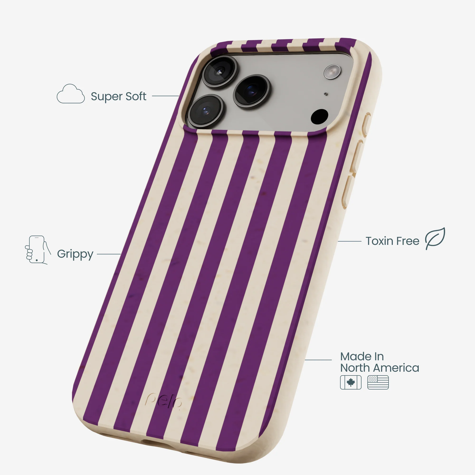 Seashell Plum Stripes iPhone 17 Pro Max Case - Image 4
