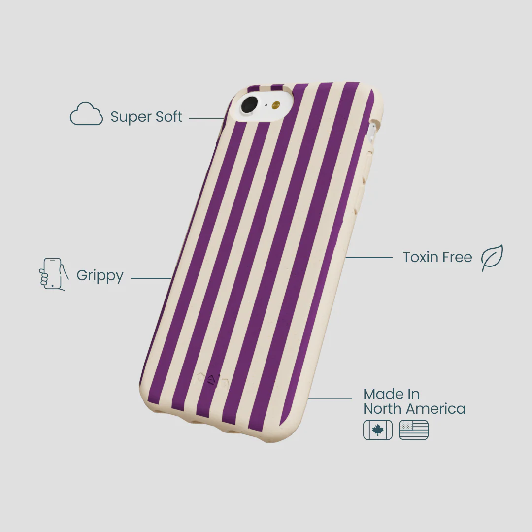 Seashell Plum Stripes iPhone 6/6s/7/8/SE Case - Image 4