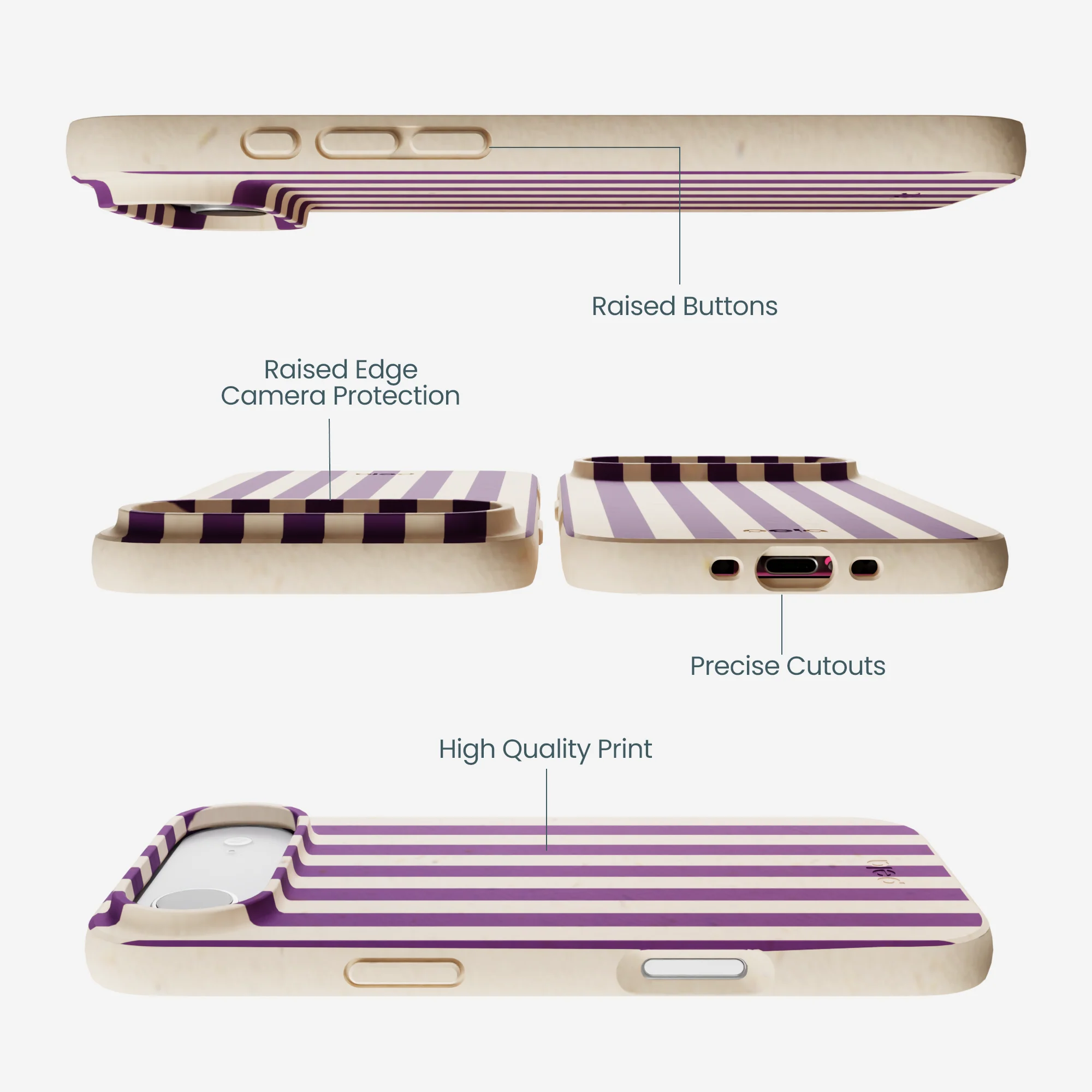 Seashell Plum Stripes iPhone Air Case - Image 3
