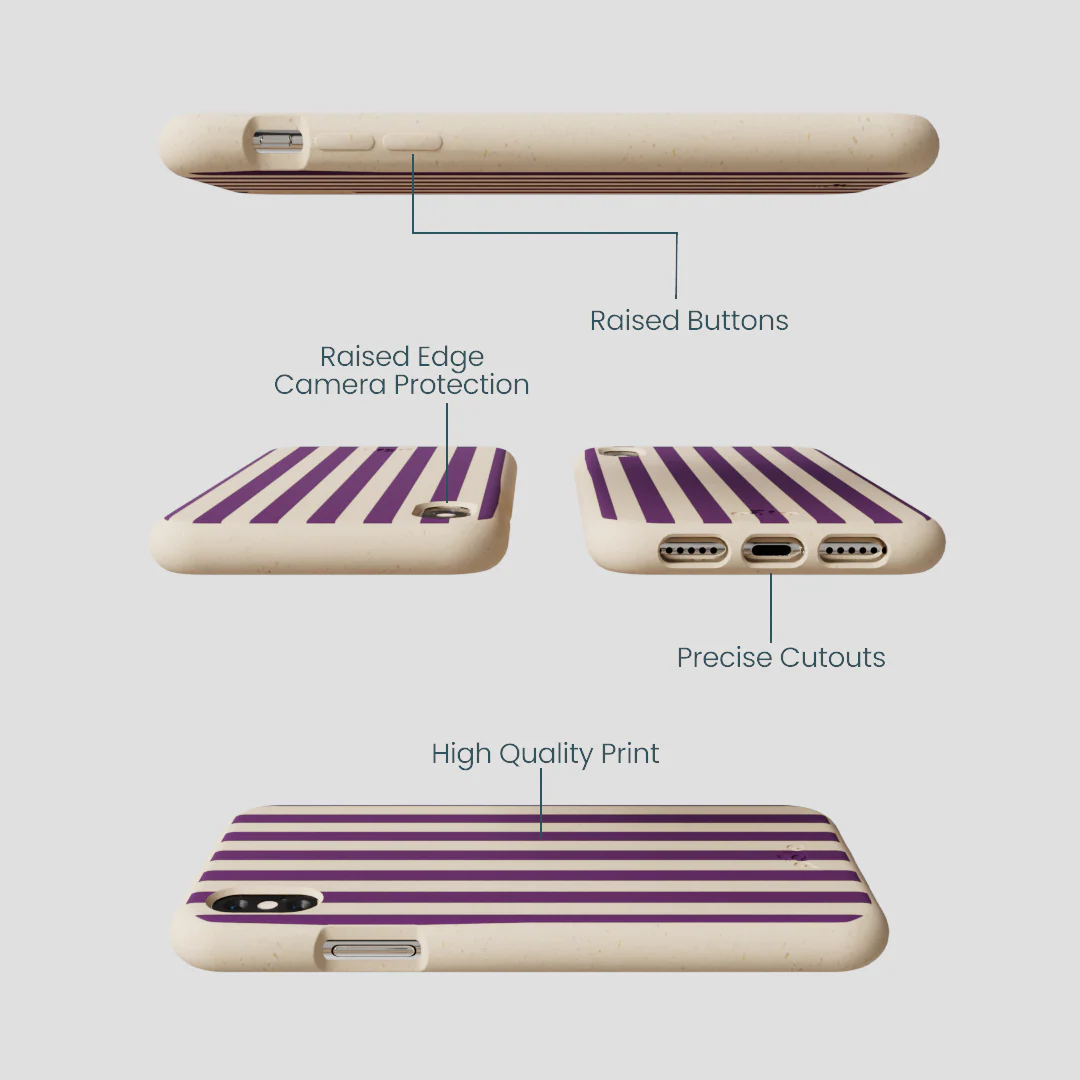 Seashell Plum Stripes iPhone XR Case - Image 3