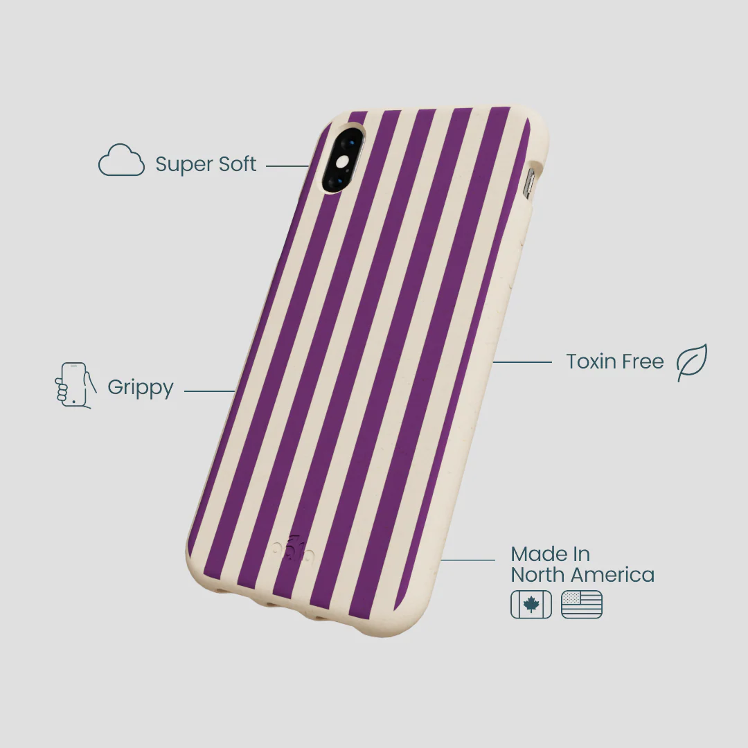 Seashell Plum Stripes iPhone XR Case - Image 4