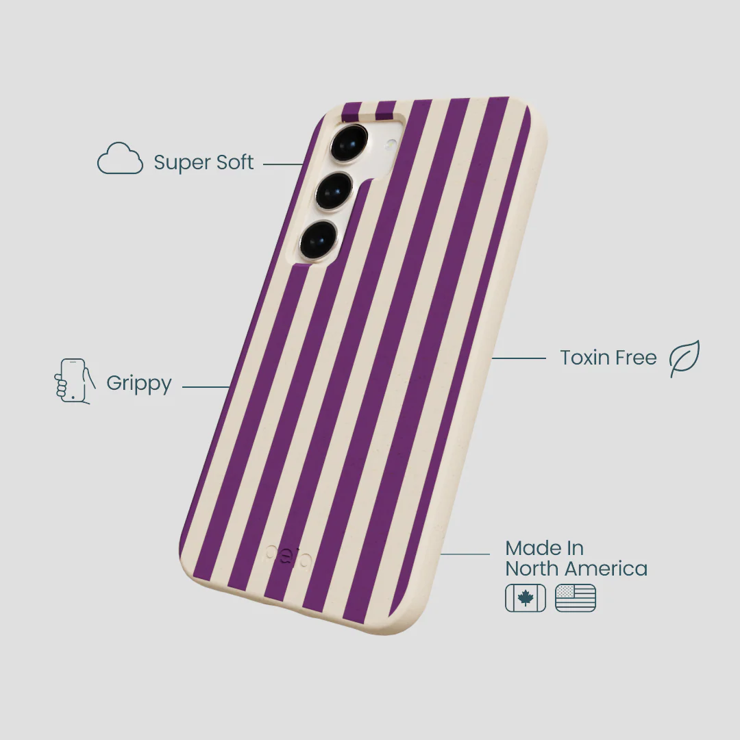 Seashell Plum Stripes Samsung Galaxy S24 Case - Image 3