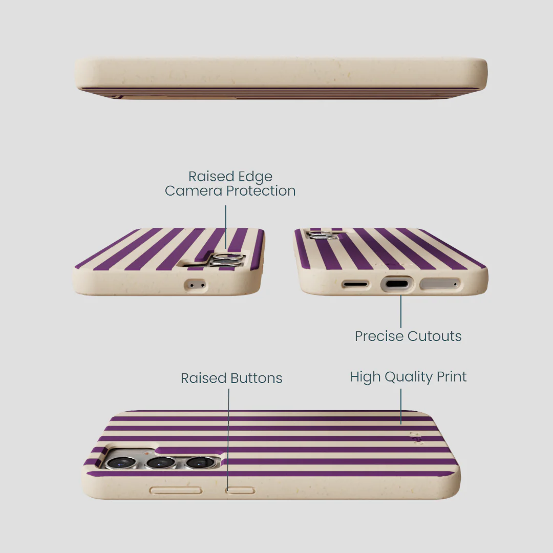 Seashell Plum Stripes Samsung Galaxy S25 Case - Image 2