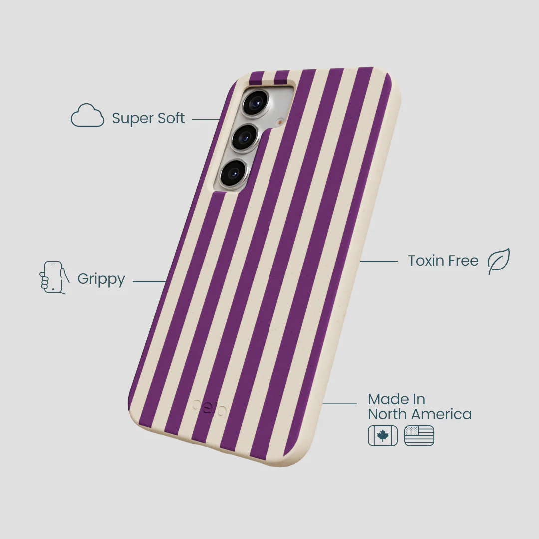 Seashell Plum Stripes Samsung Galaxy S25 Case - Image 3