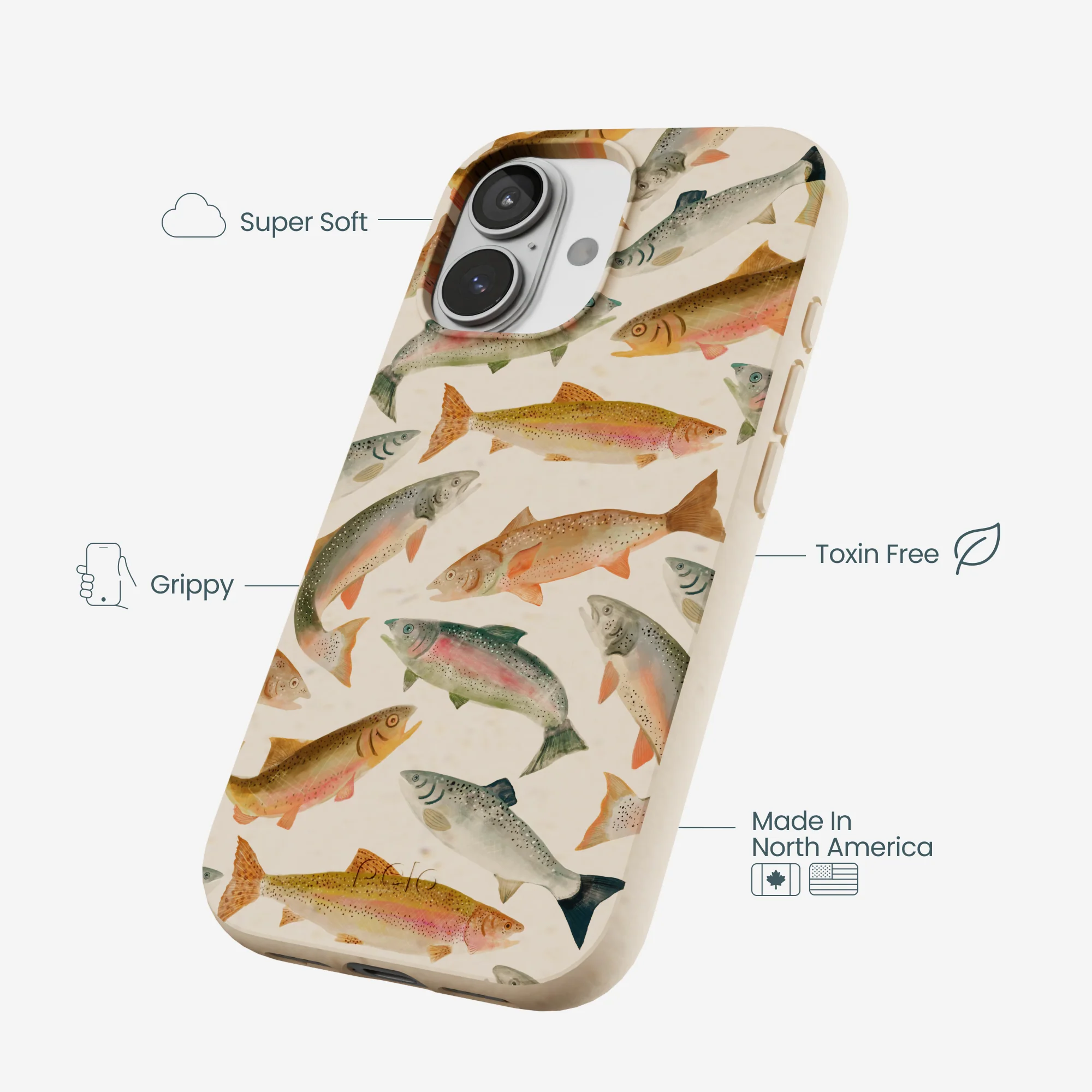Seashell Rainbow Trout iPhone 17 Case - Image 4