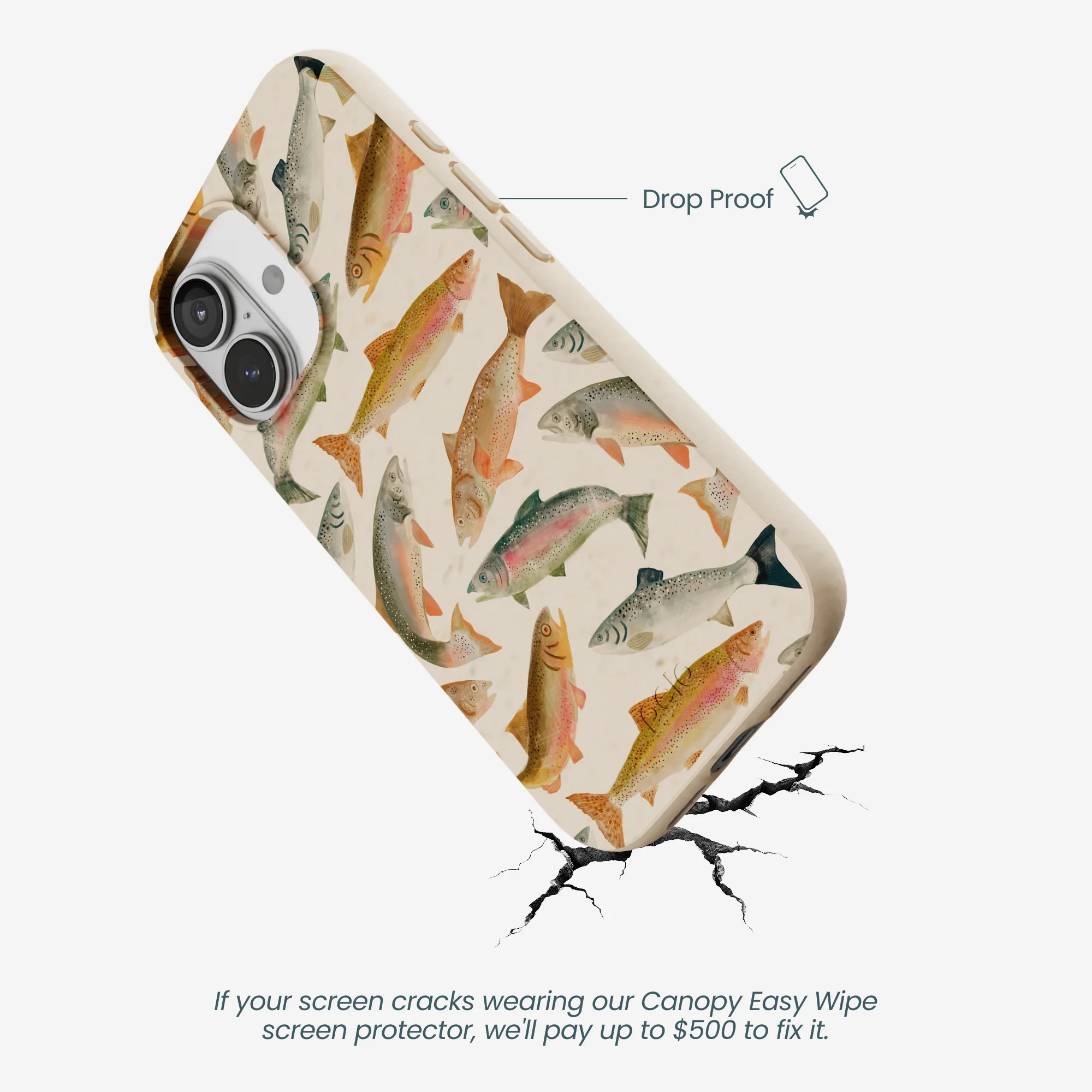 Seashell Rainbow Trout iPhone 17 Case - Image 5
